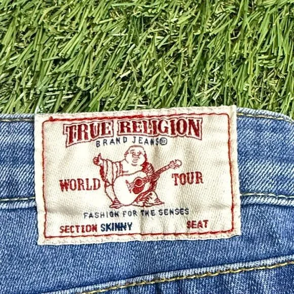 Vintage True Religion Women's Blue Skinny Jeans 00s Y2k - Picture 6 of 7